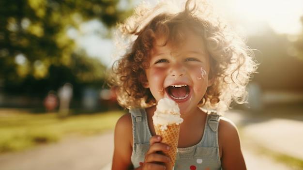 Niña comiendo helado